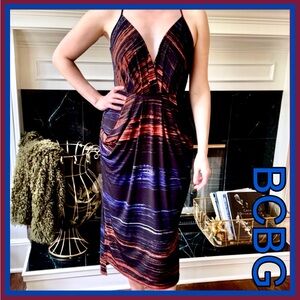 BCBG Multicolor Halter Dress - SZ S